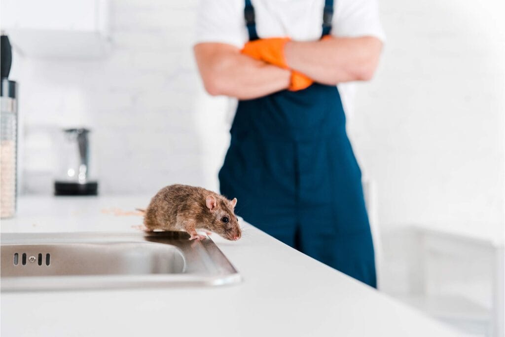 Rat near a kitchen sink