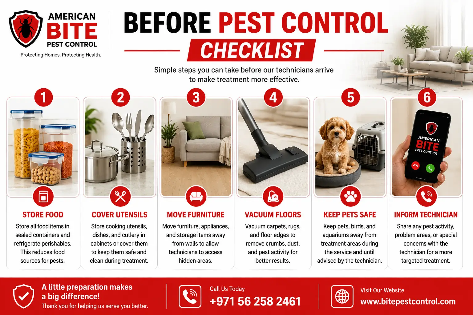 Before Pest Control Checklist