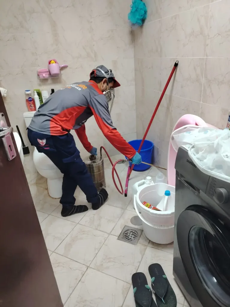 Cockroach control team at work in Abu Dhabi