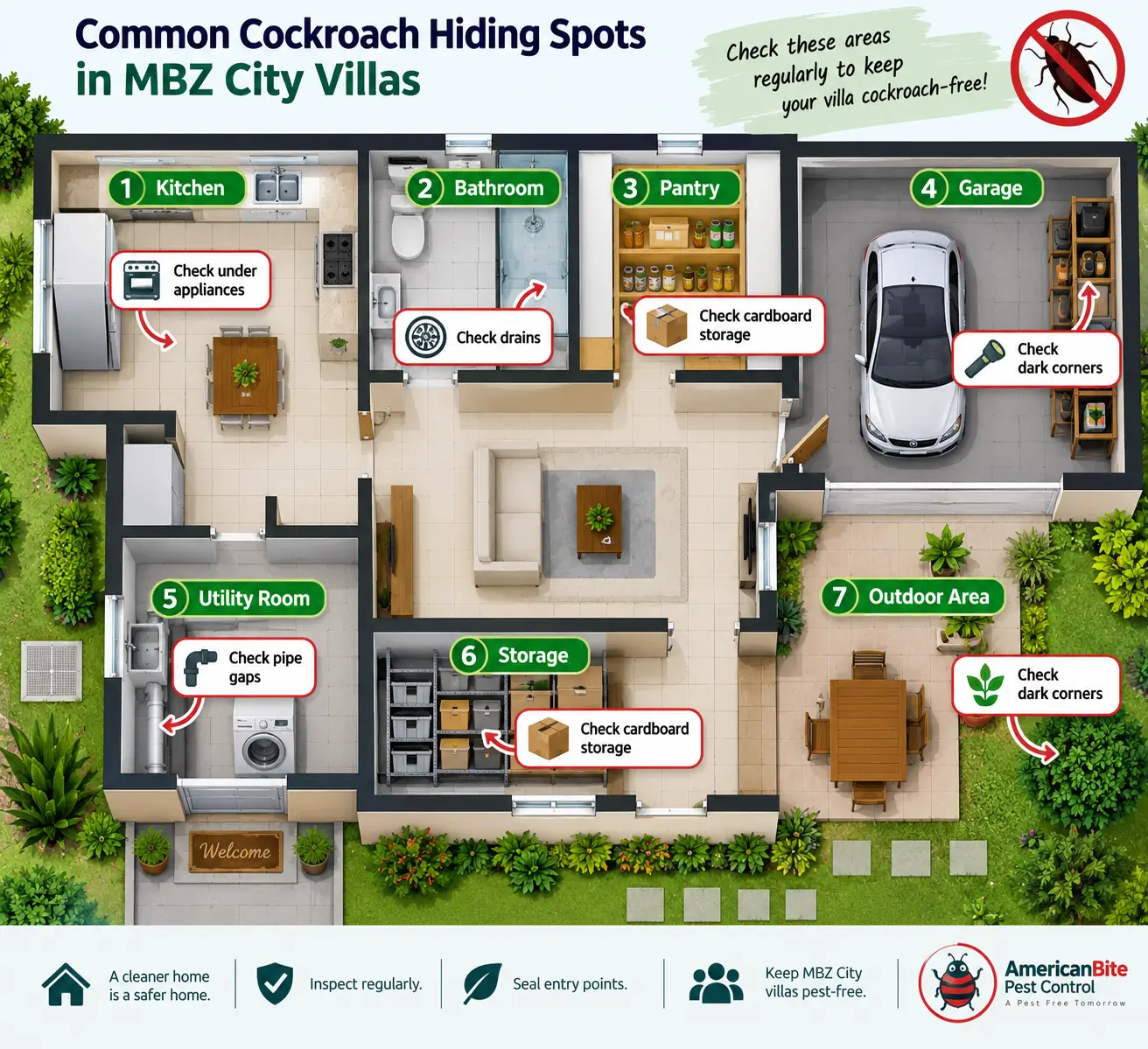 Where to inspect inside an MBZ City villa