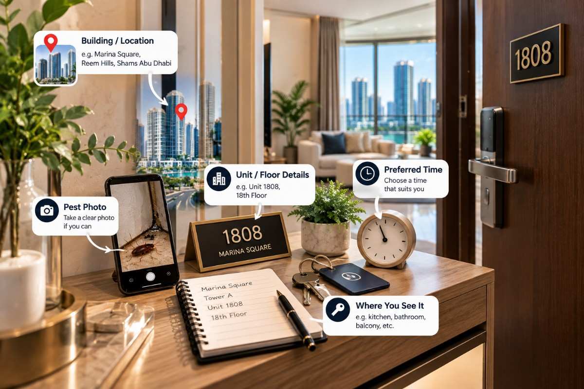 Details to have ready before booking pest control in Al Reem Island