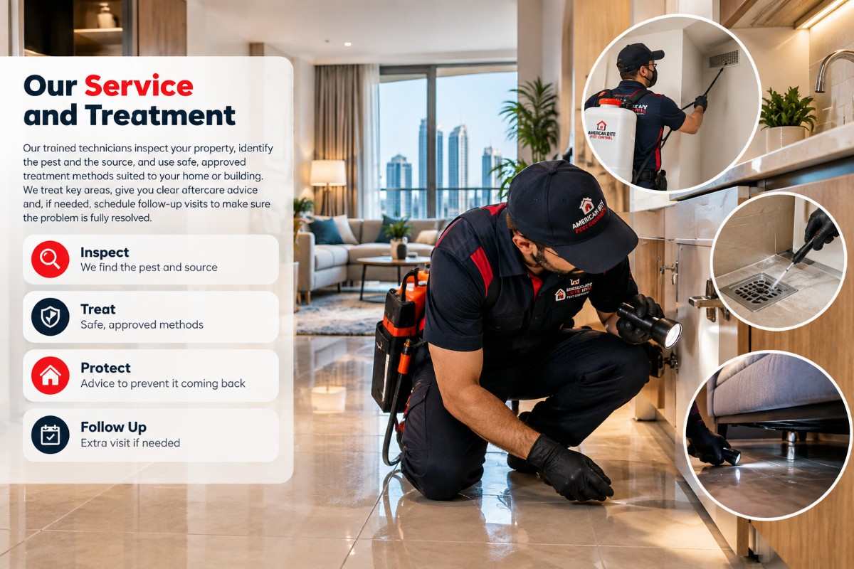Licensed pest control technician from American Bite providing service in Abu Dhabi